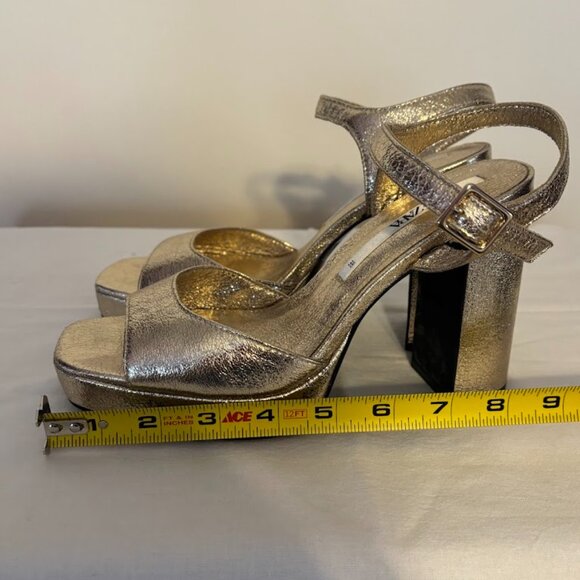 ZARA Gold Metallic Platform Heeled Shoes - Size EU 38-US 7.5 - Picture 11 of 11